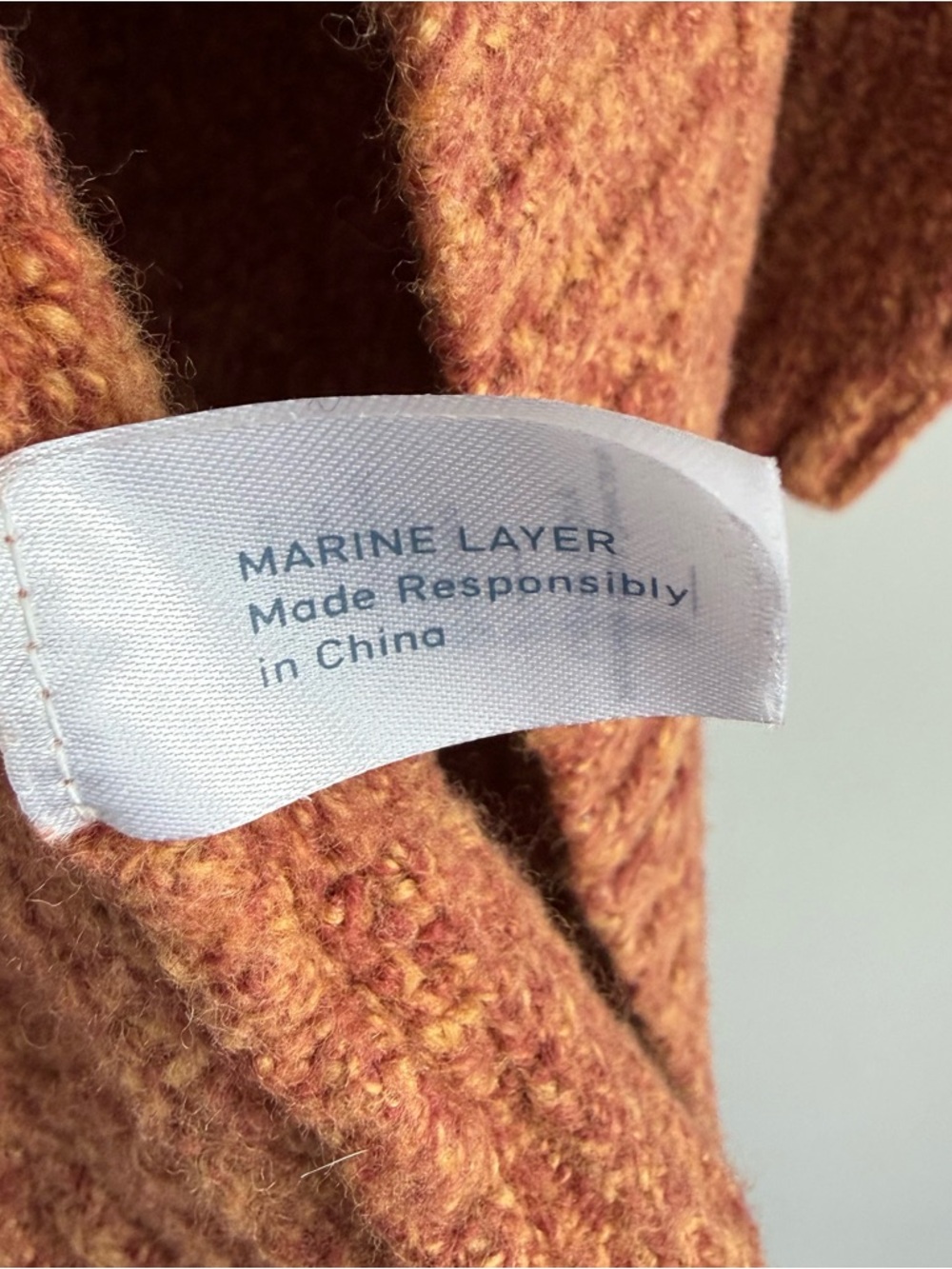 Marine Layer Ontario Cardigan Rust Orange S Cozy Open Front Cotton Blend Sweater - Picture 11 of 15